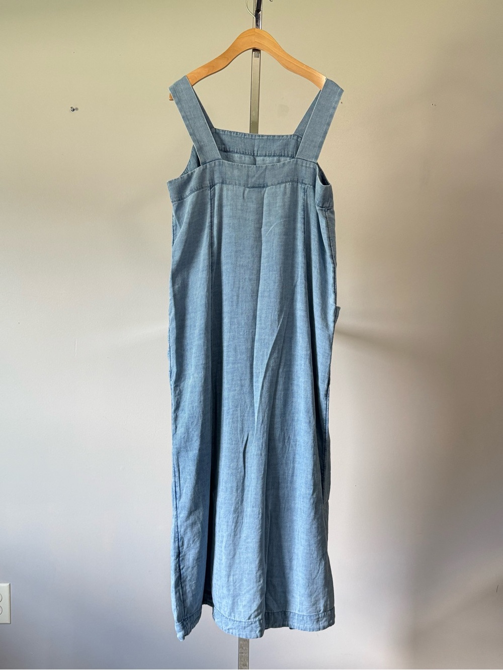 Pure Jill Indigo J Jill 100% Cotton Apron Pinafore Jumper Maxi Dress M - Picture 8 of 14